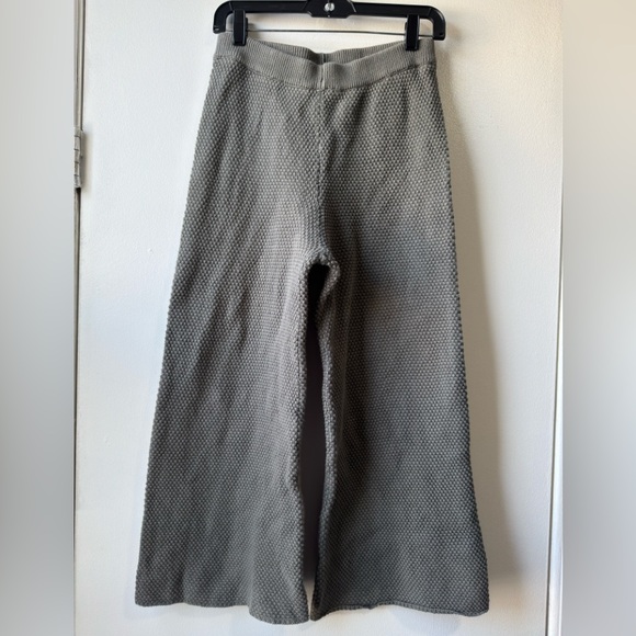 FP Beach Pants - Free People  Beach Hailee Sweater Khaki Waffle Cropped Beige Wide Leg Knit Pants